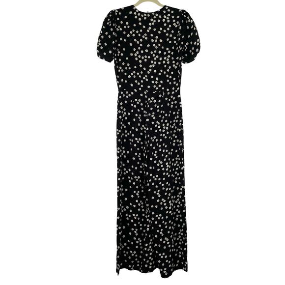 Reformation Black Floral Jumpsuit Wide Leg Button Up Women's Size 4 Prairie - Picture 6 of 16
